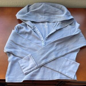 Aeropostale Cropped Sky Blue Hooded Sweater